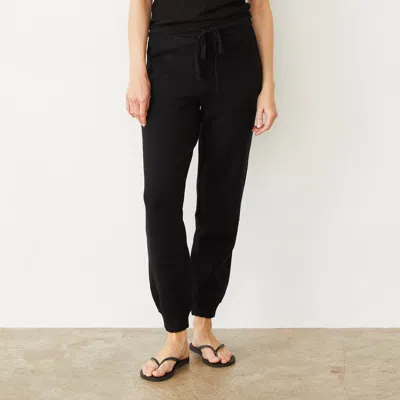 Monrow Soft Knit Cuffed Jogger In Black