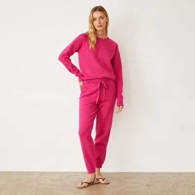 Monrow Soft Knit Raglan Sweater In Fuchsia