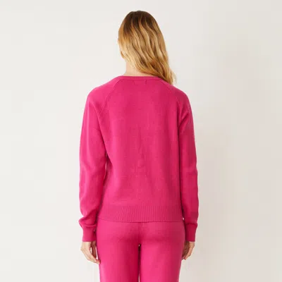 Monrow Soft Knit Raglan Sweater In Fuchsia