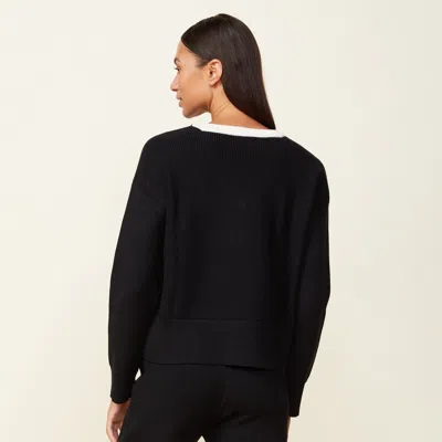 Monrow Soft Knit V Neck Sweater In Black