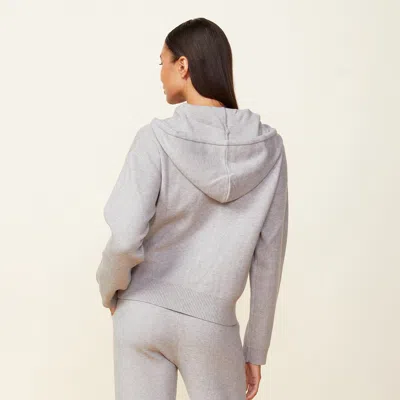 Monrow Soft Knit Zip Up Hoody In Heather Grey