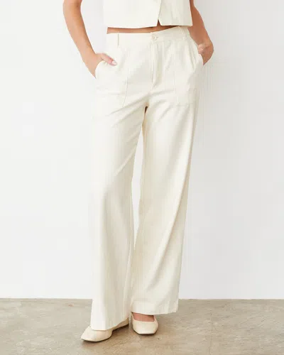 Monrow Soft Twill Patch Pocket Pant In Bone