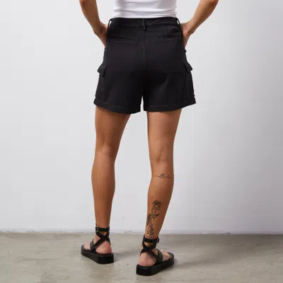 Monrow Soft Twill Cargo Short In Faded Black