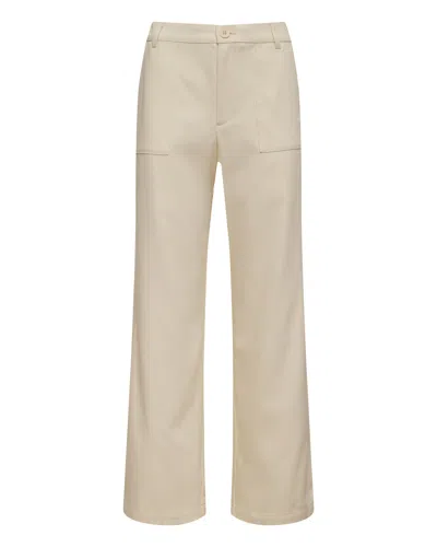 Monrow Soft Twill Patch Pocket Pant In Bone