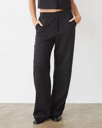 Monrow Soft Twill Patch Pocket Pant In Faded Black
