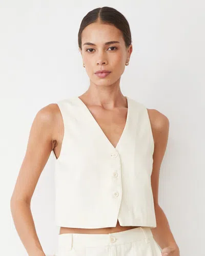 Monrow Soft Twill Relaxed Vest In Bone