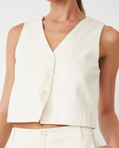 Monrow Soft Twill Relaxed Vest In Bone