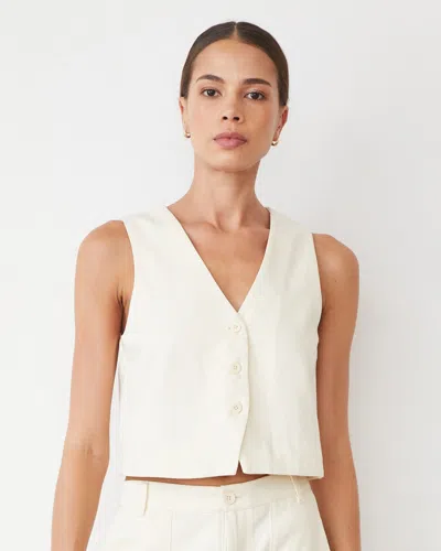 Monrow Soft Twill Relaxed Vest In Bone