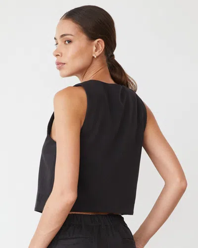 Monrow Soft Twill Relaxed Vest In Faded Black
