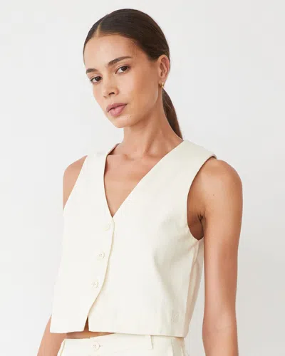 Monrow Soft Twill Relaxed Vest In Bone