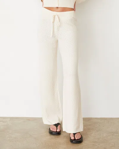 Monrow Softknit French Waffle Lounge Pant In Ivory