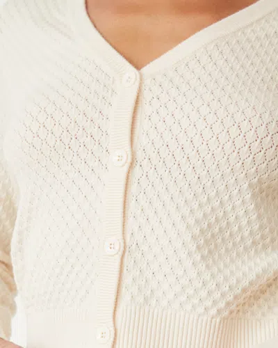 Monrow Softknit French Waffle Cardigan In Ivory