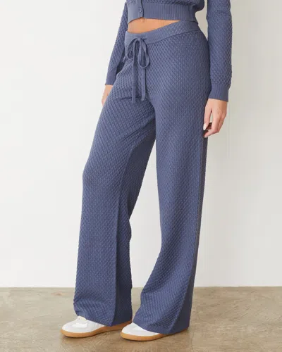 Monrow Softknit French Waffle Lounge Pant In Washed Blue