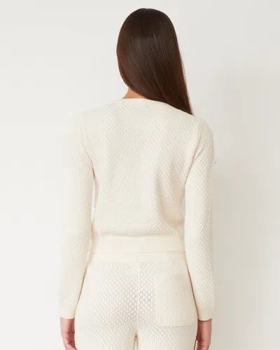 Monrow Softknit French Waffle Cardigan In Ivory