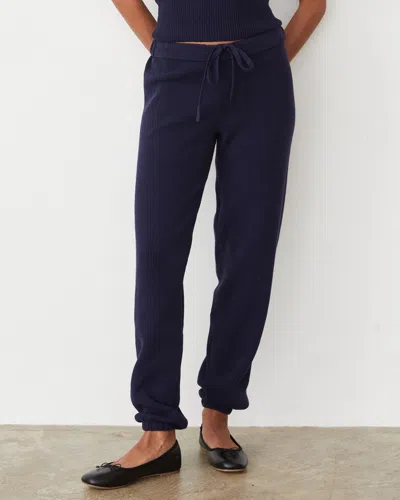 Monrow Softknit Rib Waffle Oversized Sweat In Dark Navy