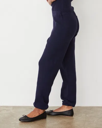 Monrow Softknit Rib Waffle Oversized Sweat In Dark Navy