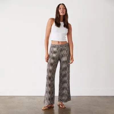 Monrow Space-dye Crochet Wide Leg Pant In Pecan Multi