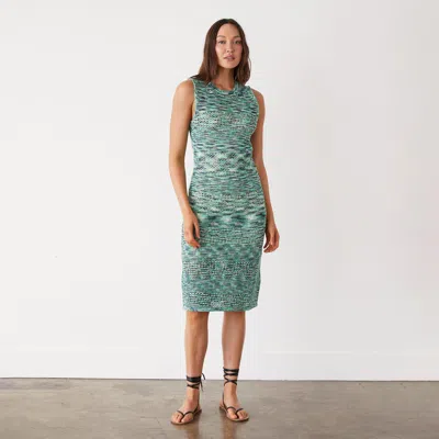 Monrow Crochet Space-dye Tank Midi Dress In Green Multi In Green Multi