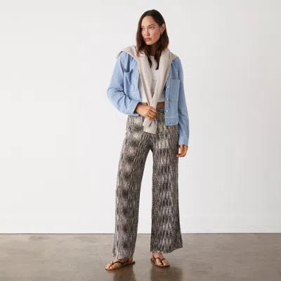 Monrow Space-dye Crochet Wide Leg Pant In Pecan Multi