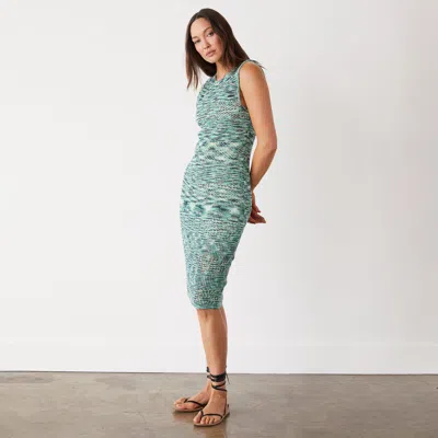 Monrow Crochet Space-dye Tank Midi Dress In Green Multi In Green Multi