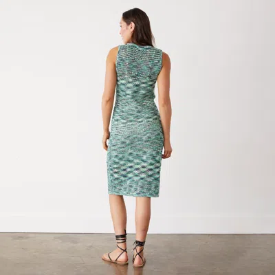Monrow Crochet Space-dye Tank Midi Dress In Green Multi In Green Multi