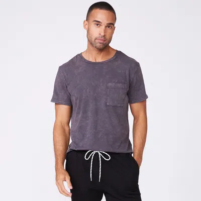 Monrow Stone Wash Relaxed Pocket Crew In Neptune