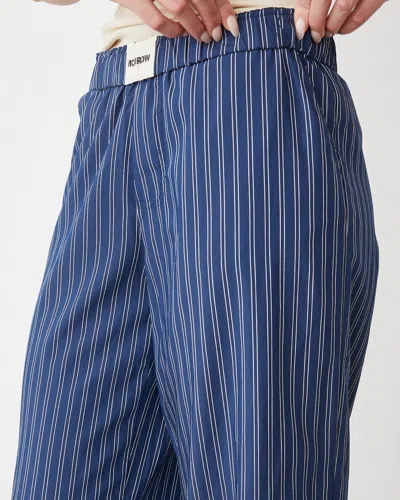 Monrow Stripe Poplin Boxer Pants In Navy Stripe