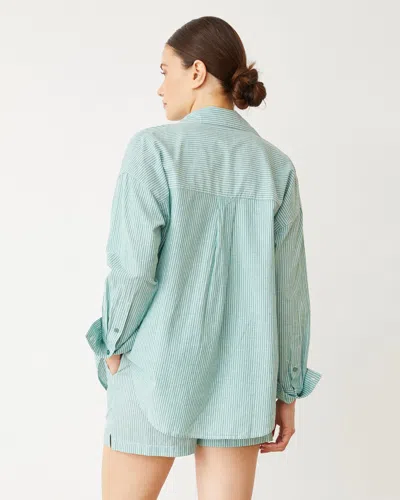 Monrow Stripe Poplin Oversized Shirt In Cactus