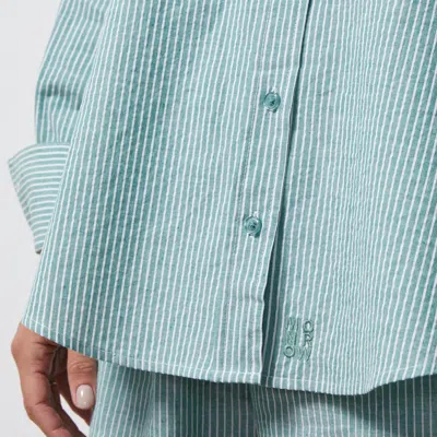 Monrow Stripe Poplin Oversized Shirt In Cactus