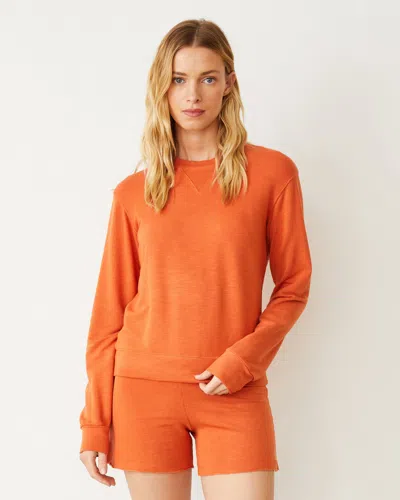 Monrow Supersoft Crew Neck Sweatshirt In Rust Orange