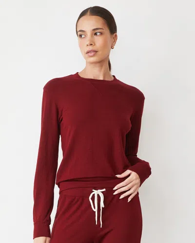 Monrow Supersoft Crew Neck Sweatshirt In Ruby