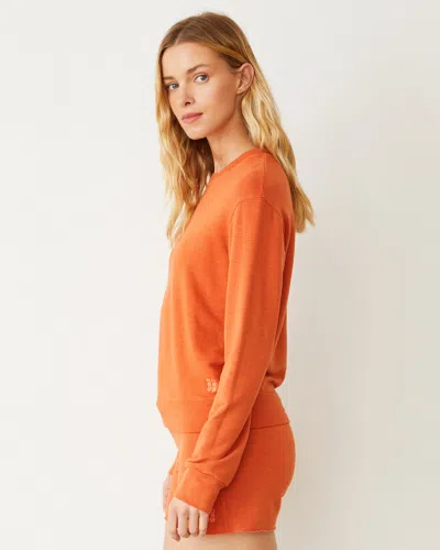 Monrow Supersoft Crew Neck Sweatshirt In Rust Orange