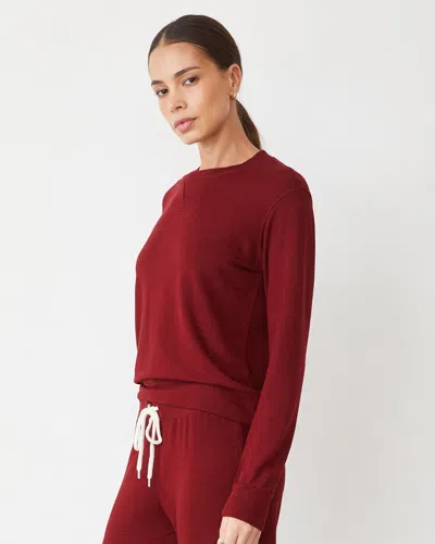 Monrow Supersoft Crew Neck Sweatshirt In Ruby