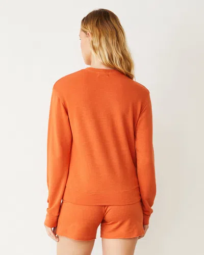 Monrow Supersoft Crew Neck Sweatshirt In Rust Orange