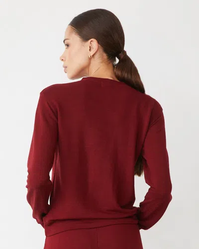 Monrow Supersoft Crew Neck Sweatshirt In Ruby