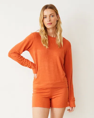 Monrow Supersoft Crew Neck Sweatshirt In Rust Orange