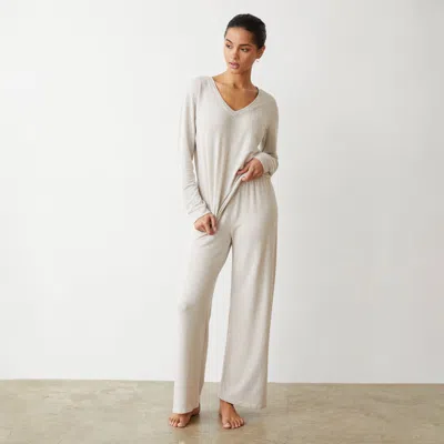 Monrow Supersoft Crop Straight Leg Sweat In Bone