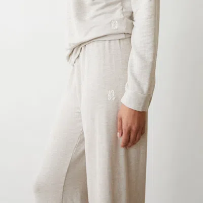 Monrow Supersoft Crop Straight Leg Sweat In Bone