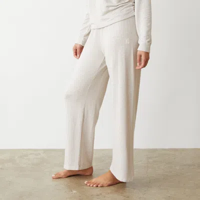 Monrow Supersoft Crop Straight Leg Sweat In Bone