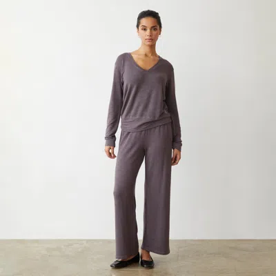 Monrow Supersoft Crop Straight Leg Sweat In Dusty Plum