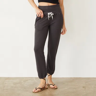 Monrow Supersoft Double Waist Sweatpants Washed Black In Washed Black