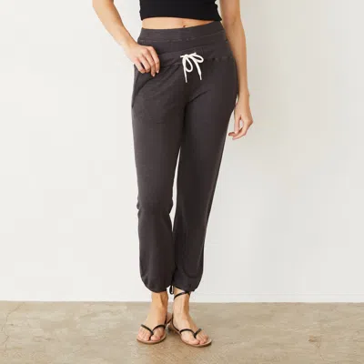 Monrow Supersoft Double Waist Sweatpants Washed Black In Washed Black
