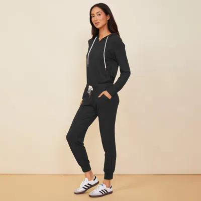 Monrow Jogger Contrast Stripe In Blab/camel In Faded Black