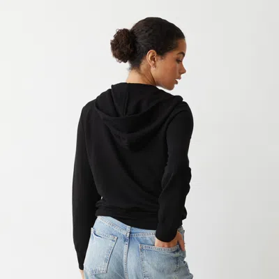 Monrow Supersoft Fleece Zip Up Hoody In Black