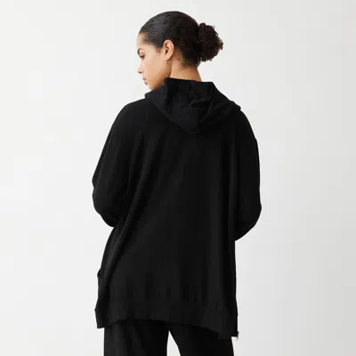 Monrow Supersoft Long Zip Up Hoody In Black