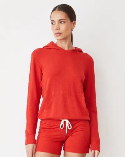 Monrow Supersoft Pullover Hoody In Flare Red