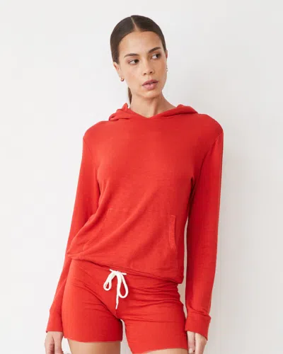 Monrow Supersoft Pullover Hoody In Flare Red