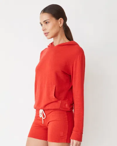 Monrow Supersoft Pullover Hoody In Flare Red