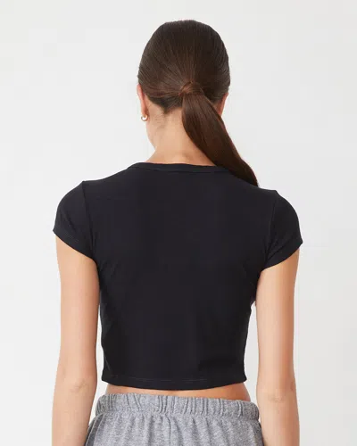 Monrow Fitted Cap Sleeve Tee In Faded Black