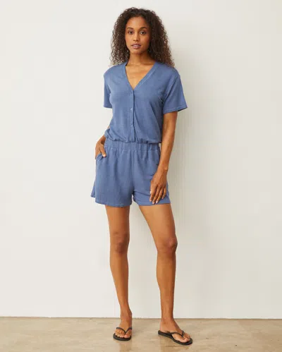 Monrow Supersoft Romper In True Navy In Medium Blue